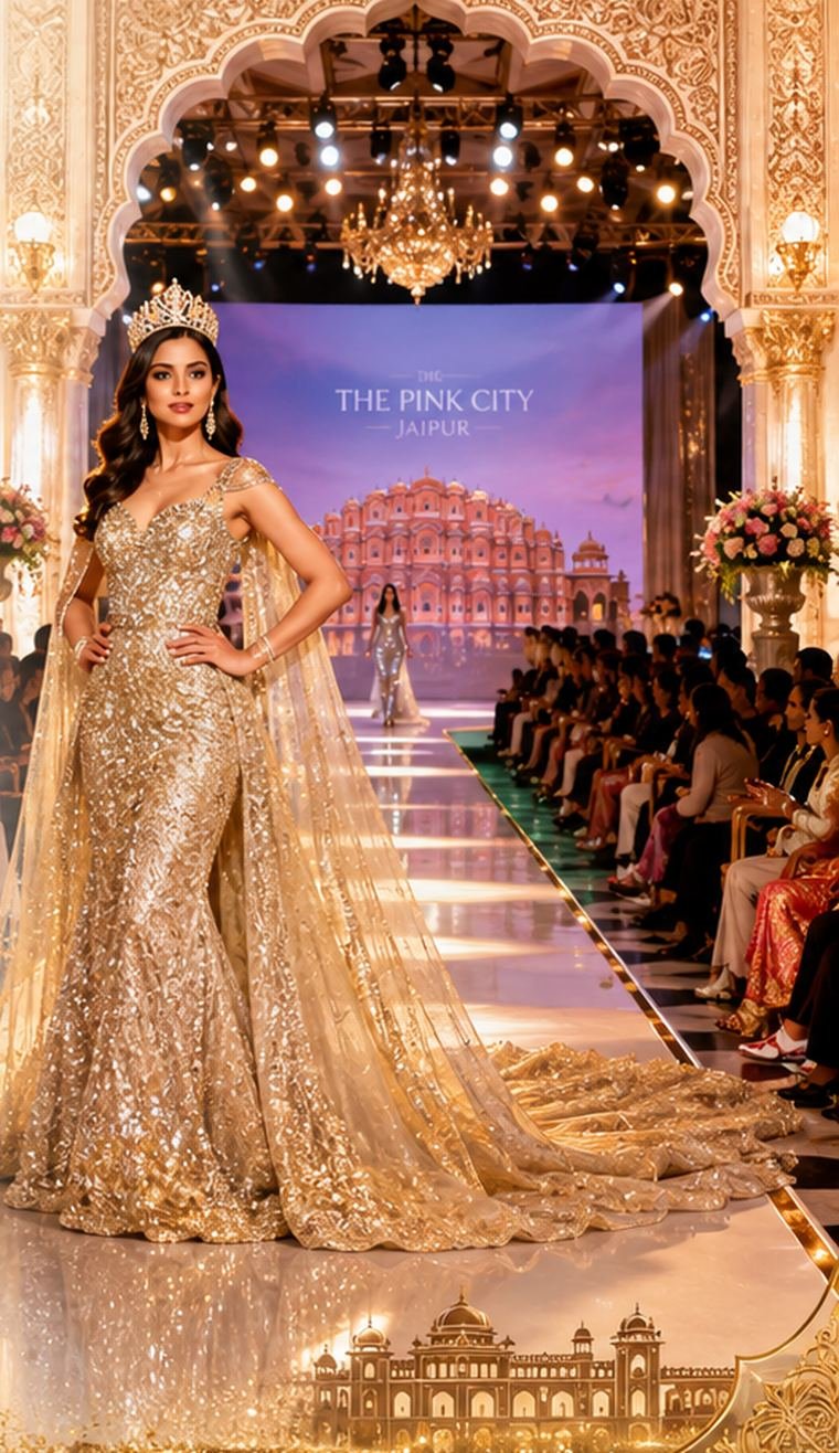 Contestant on the couture runway